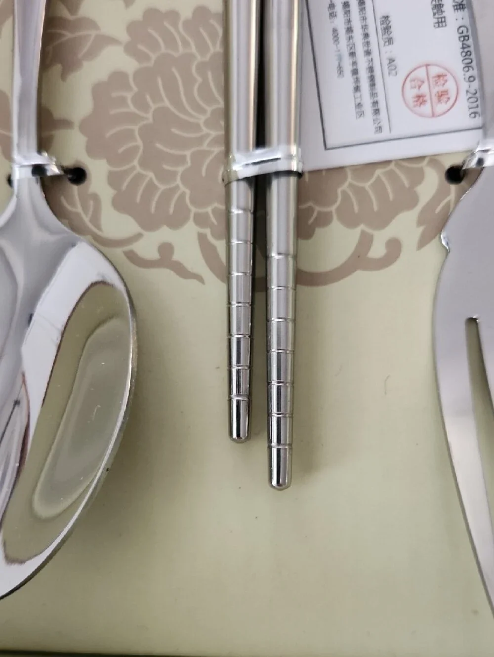 Set of Decorative Chopsticks Spoon Fork Peking Opera Enameled Character Accents - Picture 6 of 12